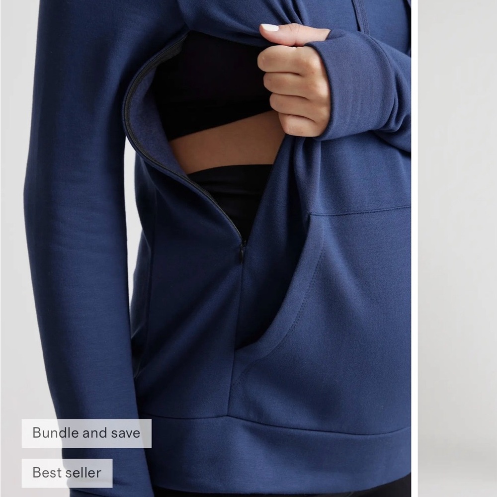 Quince Purple / Eggplant Maternity Hoodie with Kangaroo Pocket - Picture 2 of 10